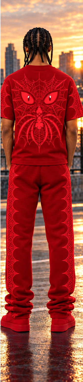 Red MxM spiderweb tee back view