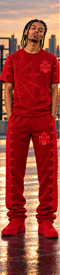 Red MxM spiderweb tee front view