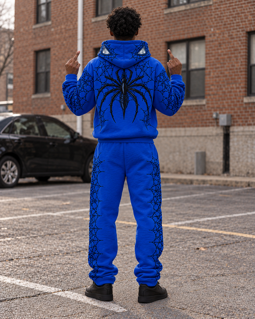 AI design mockup: MxM blue Webwear back view. See product description for included items.