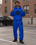 AI design mockup: MxM blue Webwear front view. See product description for included items.
