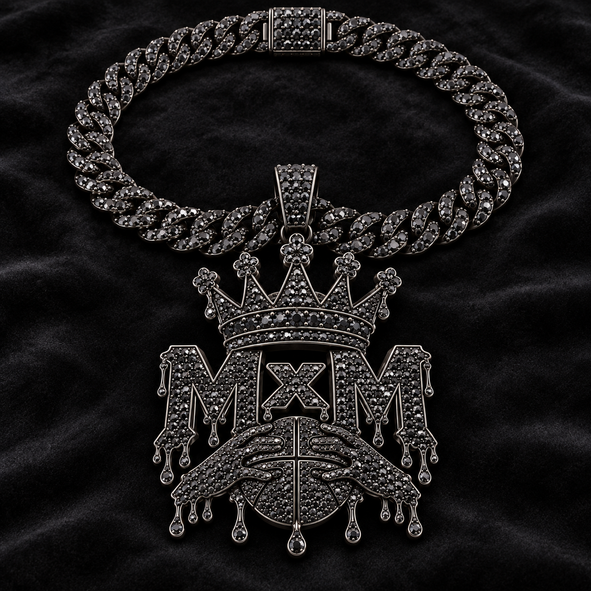 MxM Iced Crown Chain — black