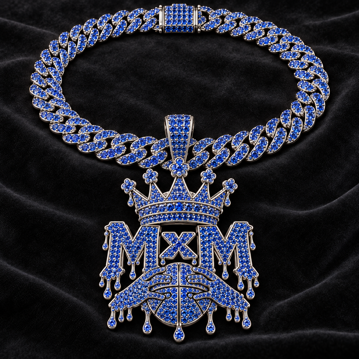 MxM Iced Crown Chain — blue