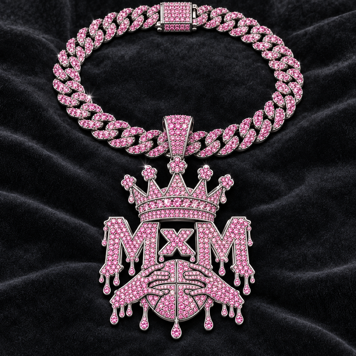 MxM Iced Crown Chain — pink