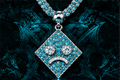 MxM teal diamond eye pendant concept