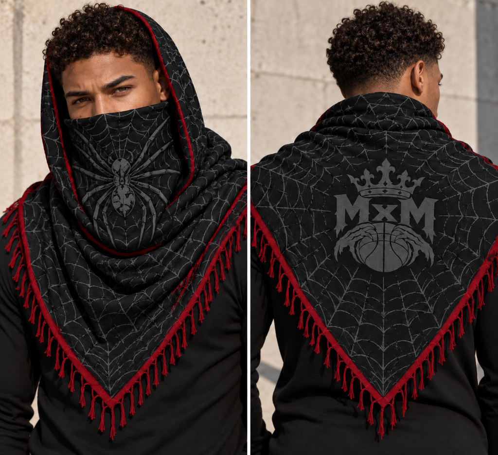 MxM Black & Red keffaya front spider and back MxM logo, distinct model