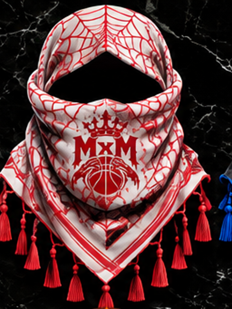 MxM red white webbed keffiyah variant