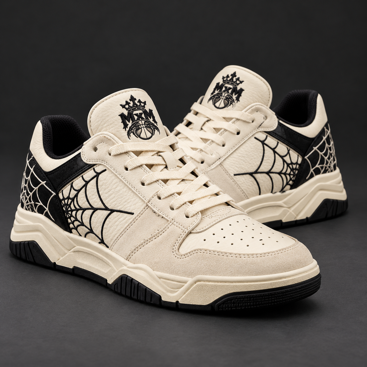 MxM Web Court Sneakers — Cream / Black
